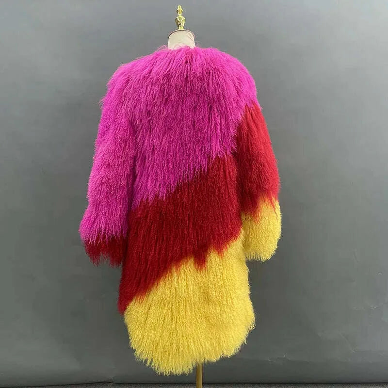 Mira Women's Long Fur Coat | Elegant Mongolia Sheep Fur 2