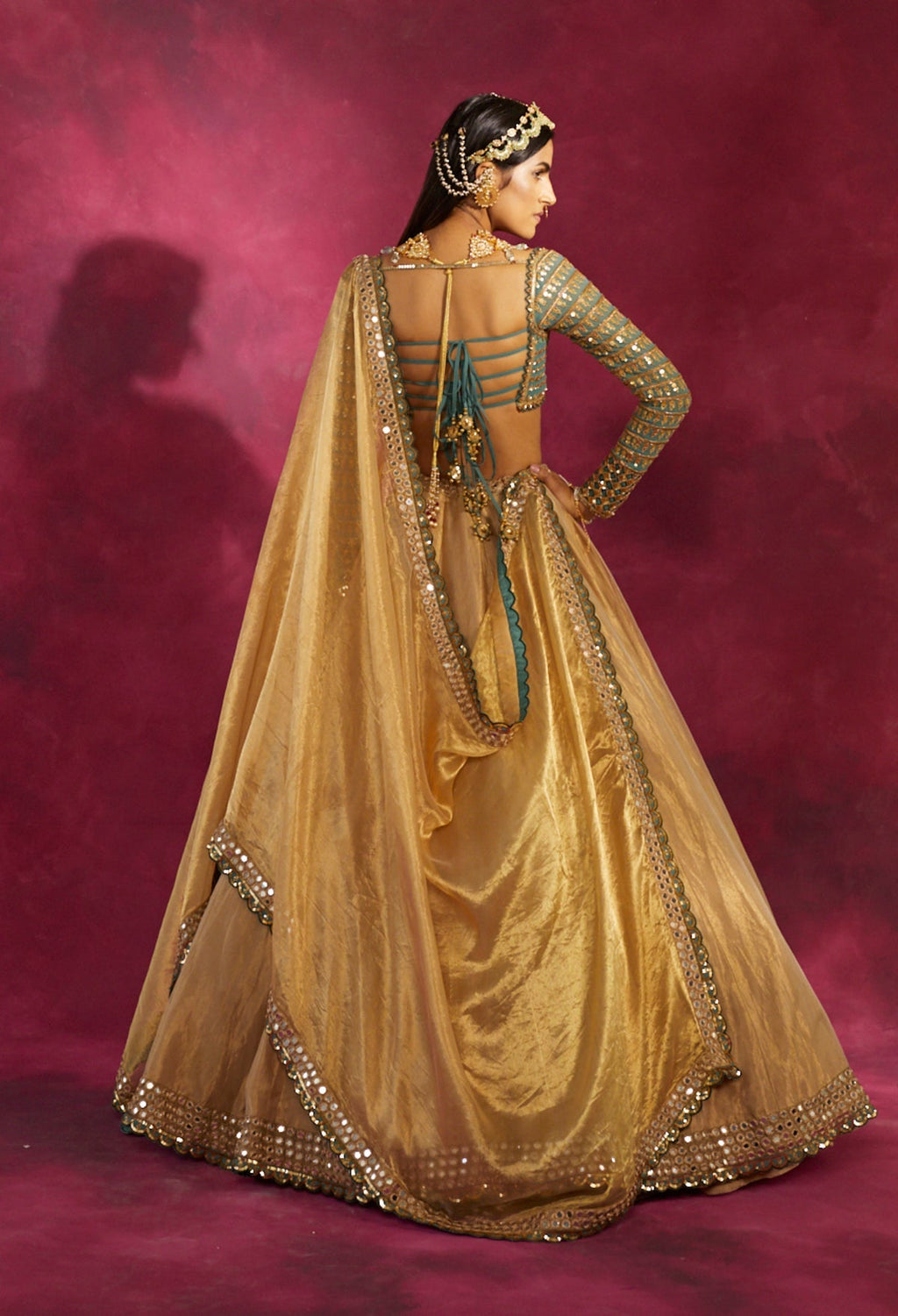 Mira Women's Wedding Lehenga Set | Hand Embroidered Blouse with Sequins 2