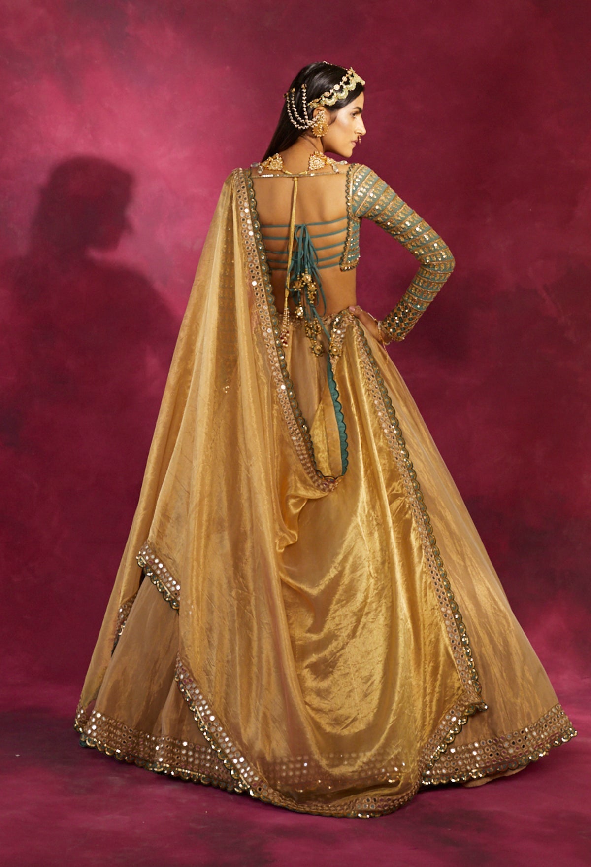 Mira Women's Wedding Lehenga Set | Hand Embroidered Blouse with Sequins 2