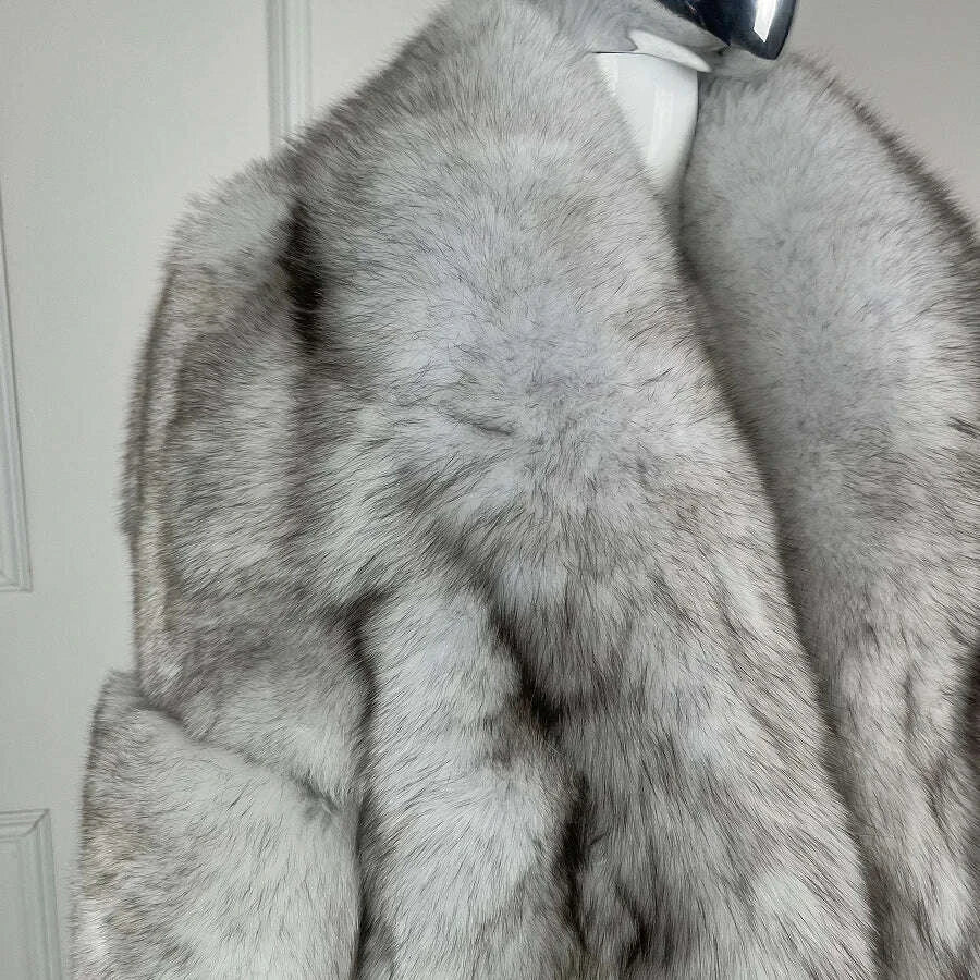 Nina Women's Cropped Leather Jacket | Genuine Fox Fur, Stylish Winter Coat 5
