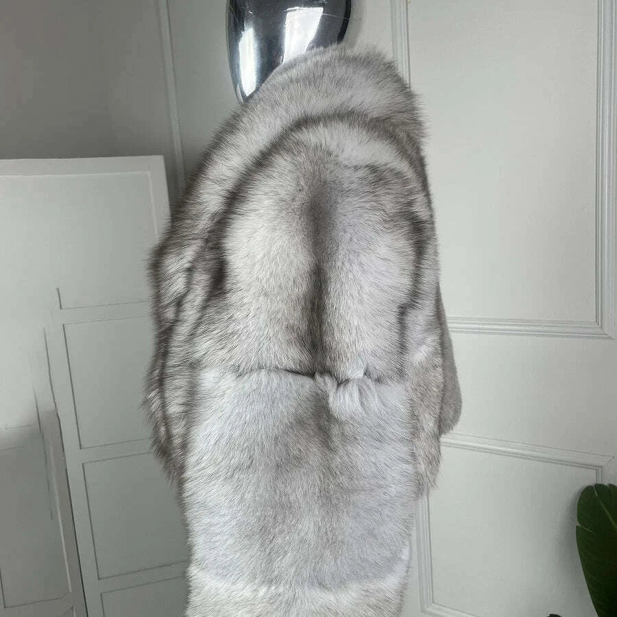 Nina Women's Cropped Leather Jacket | Genuine Fox Fur, Stylish Winter Coat 6