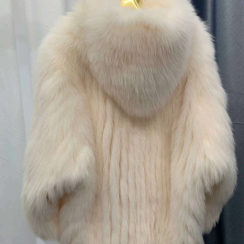 Nina Women's Hooded Coat | 100% Fox Fur, Winter Warmth 12