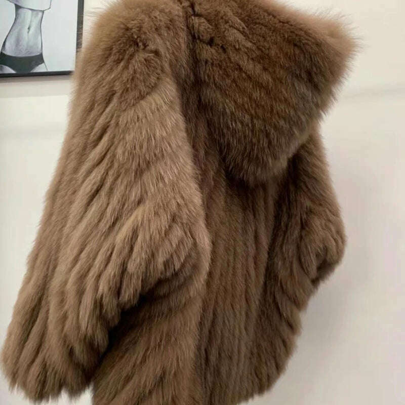 Nina Women's Hooded Coat | 100% Fox Fur, Winter Warmth 14