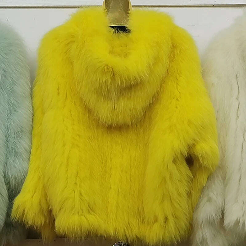 Nina Women's Hooded Coat | 100% Fox Fur, Winter Warmth 15