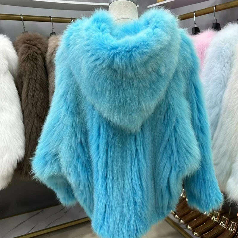 Nina Women's Hooded Coat | 100% Fox Fur, Winter Warmth 7