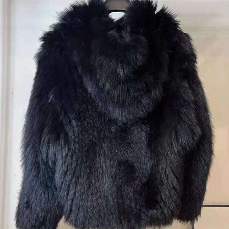 Nina Women's Hooded Coat | 100% Fox Fur, Winter Warmth 8