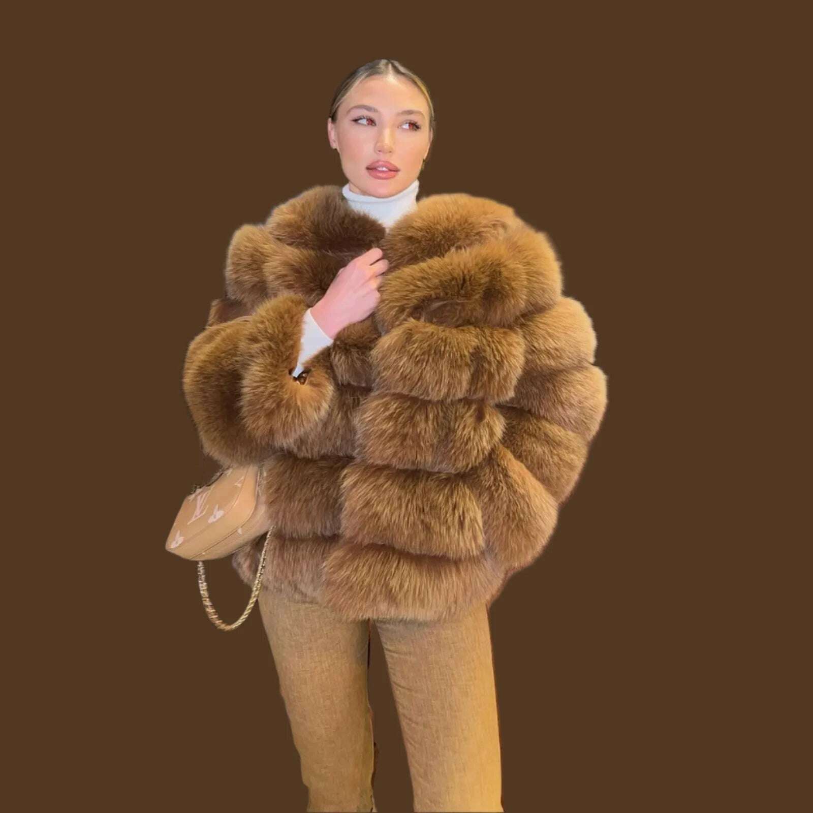 Nina Women's Short Coat | Genuine Fox Fur, Elegant 0
