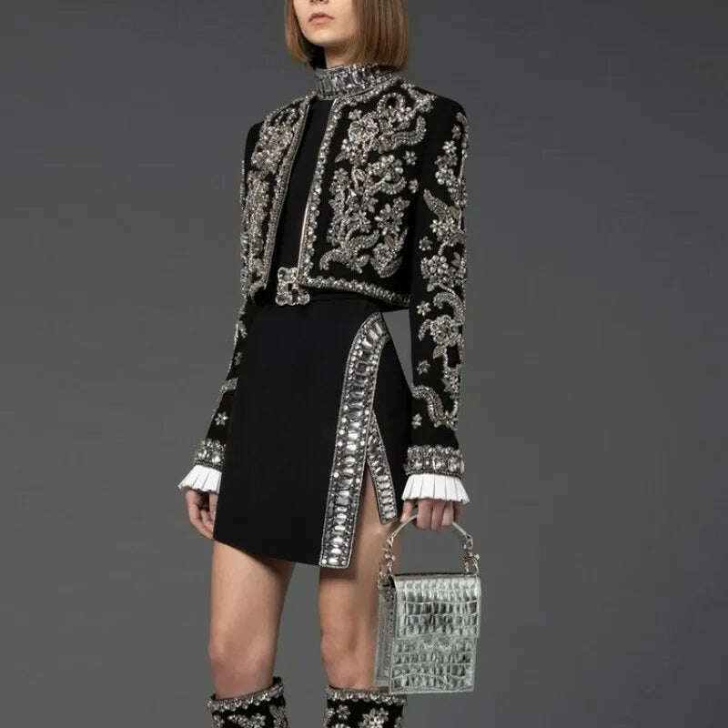 Nina Women's Vintage Jacket | Elegant Design with Diamond Accents 1