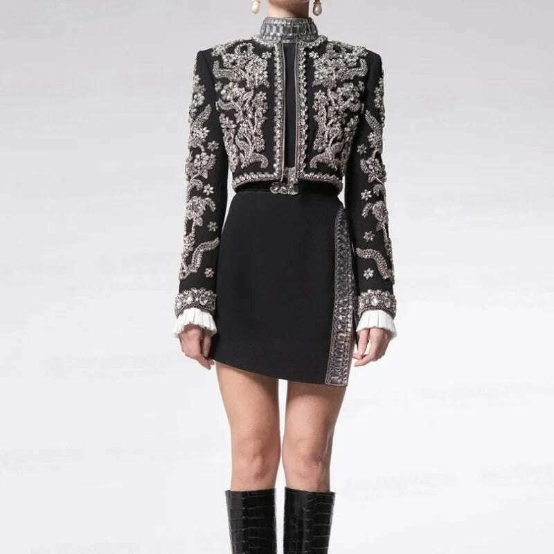 Nina Women's Vintage Jacket | Elegant Design with Diamond Accents 4