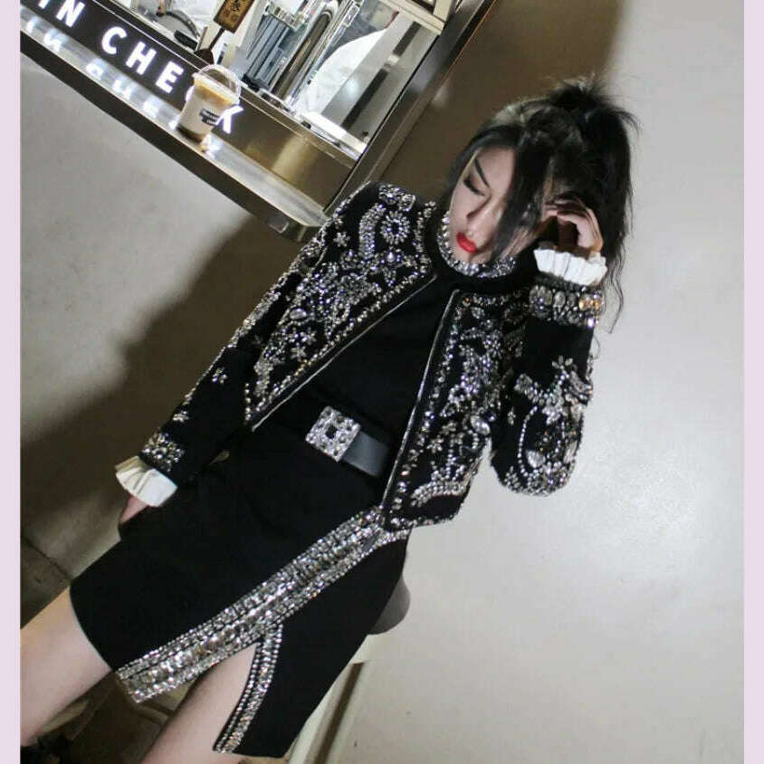 Nina Women's Vintage Jacket | Elegant Design with Diamond Accents 6