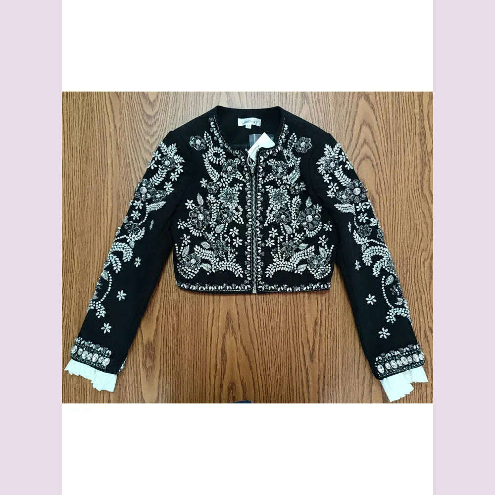 Nina Women's Vintage Jacket | Elegant Design with Diamond Accents 9