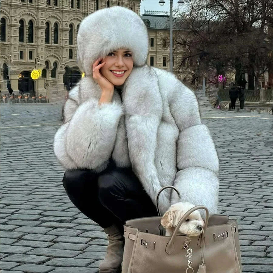 Nora Women's Cropped Jacket | Genuine Fox Fur, Stylish Outerwear 6