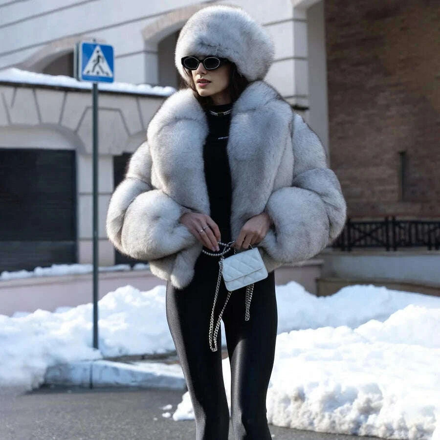 Nora Women's Cropped Jacket | Genuine Fox Fur, Stylish Outerwear 7