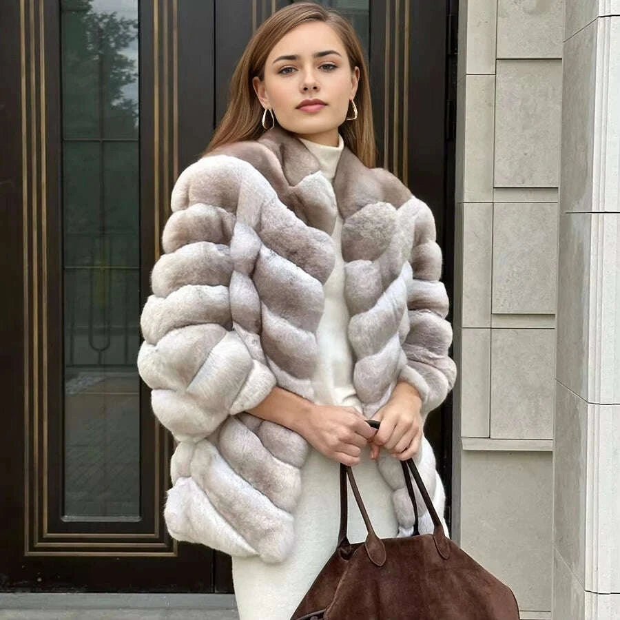 Nora Women's Fur Coat | Genuine Rabbit Fur, Winter Warmth 1