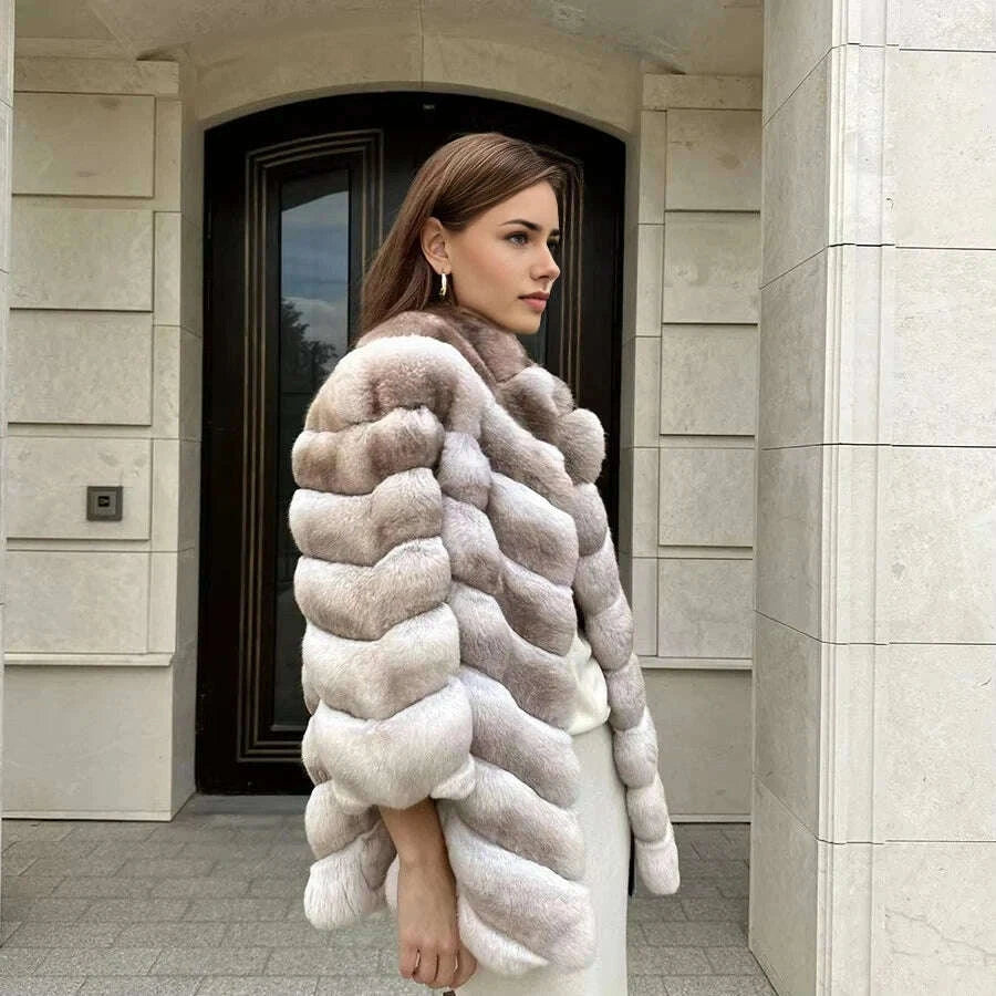 Nora Women's Fur Coat | Genuine Rabbit Fur, Winter Warmth 2