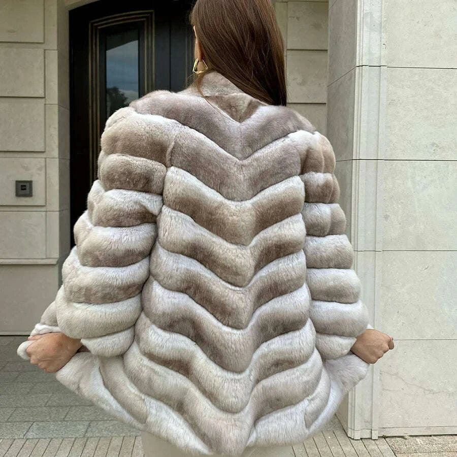 Nora Women's Fur Coat | Genuine Rabbit Fur, Winter Warmth 3