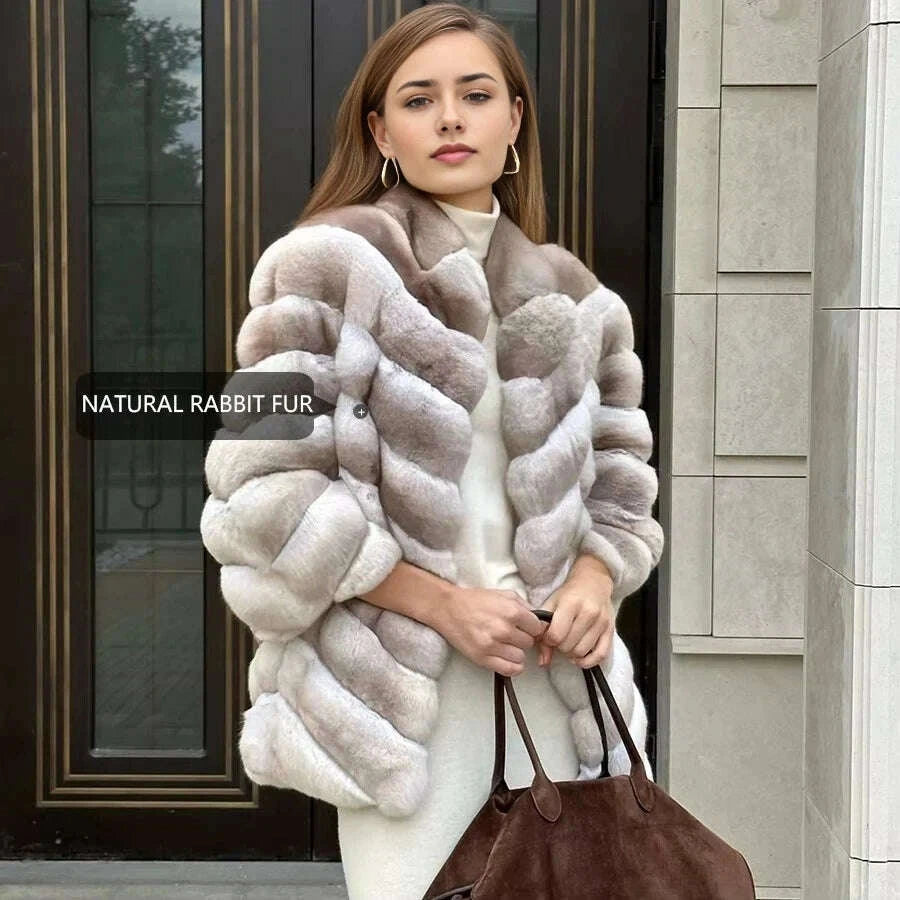 Nora Women's Fur Coat | Genuine Rabbit Fur, Winter Warmth 4