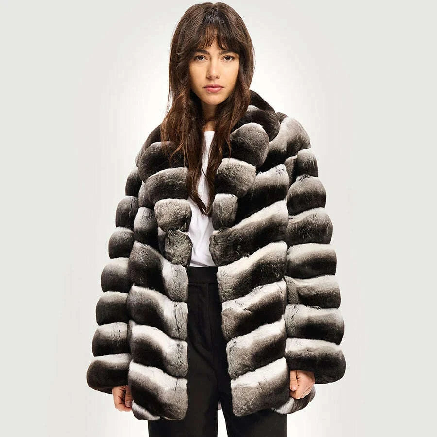 Nora Women's Rabbit Fur Jacket | Genuine Rex Rabbit, Winter Warmth 1