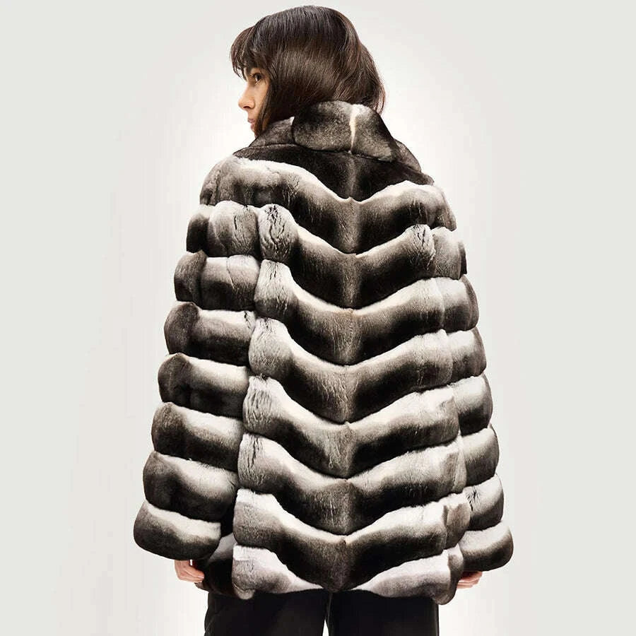 Nora Women's Rabbit Fur Jacket | Genuine Rex Rabbit, Winter Warmth 3