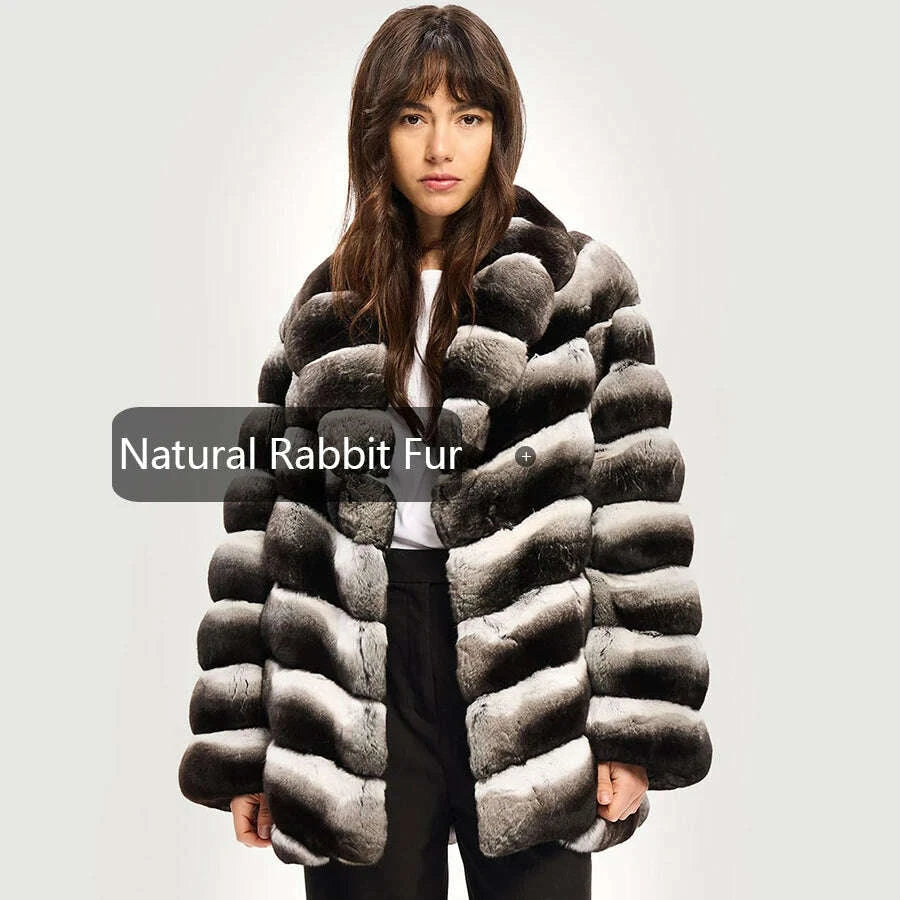 Nora Women's Rabbit Fur Jacket | Genuine Rex Rabbit, Winter Warmth 5