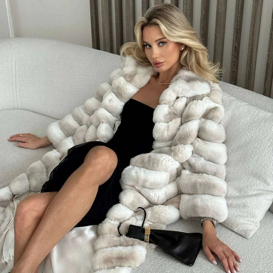 Nora Women's Winter Coat | Genuine Rex Rabbit Fur, Elegant Design 0