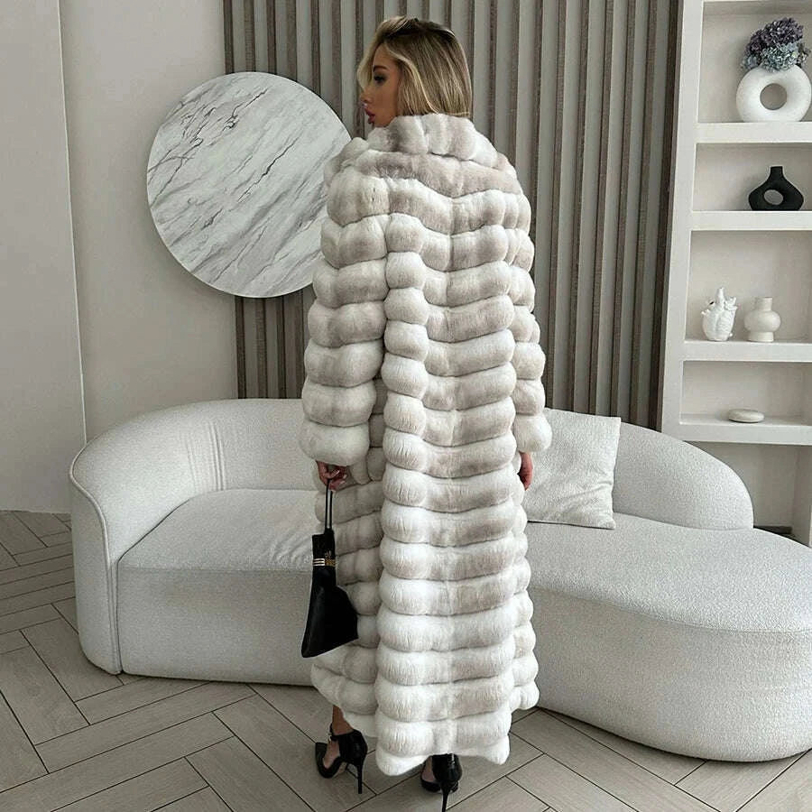 Nora Women's Winter Coat | Genuine Rex Rabbit Fur, Elegant Design 2