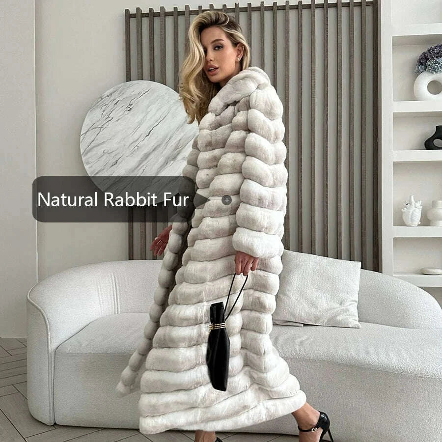 Nora Women's Winter Coat | Genuine Rex Rabbit Fur, Elegant Design 3