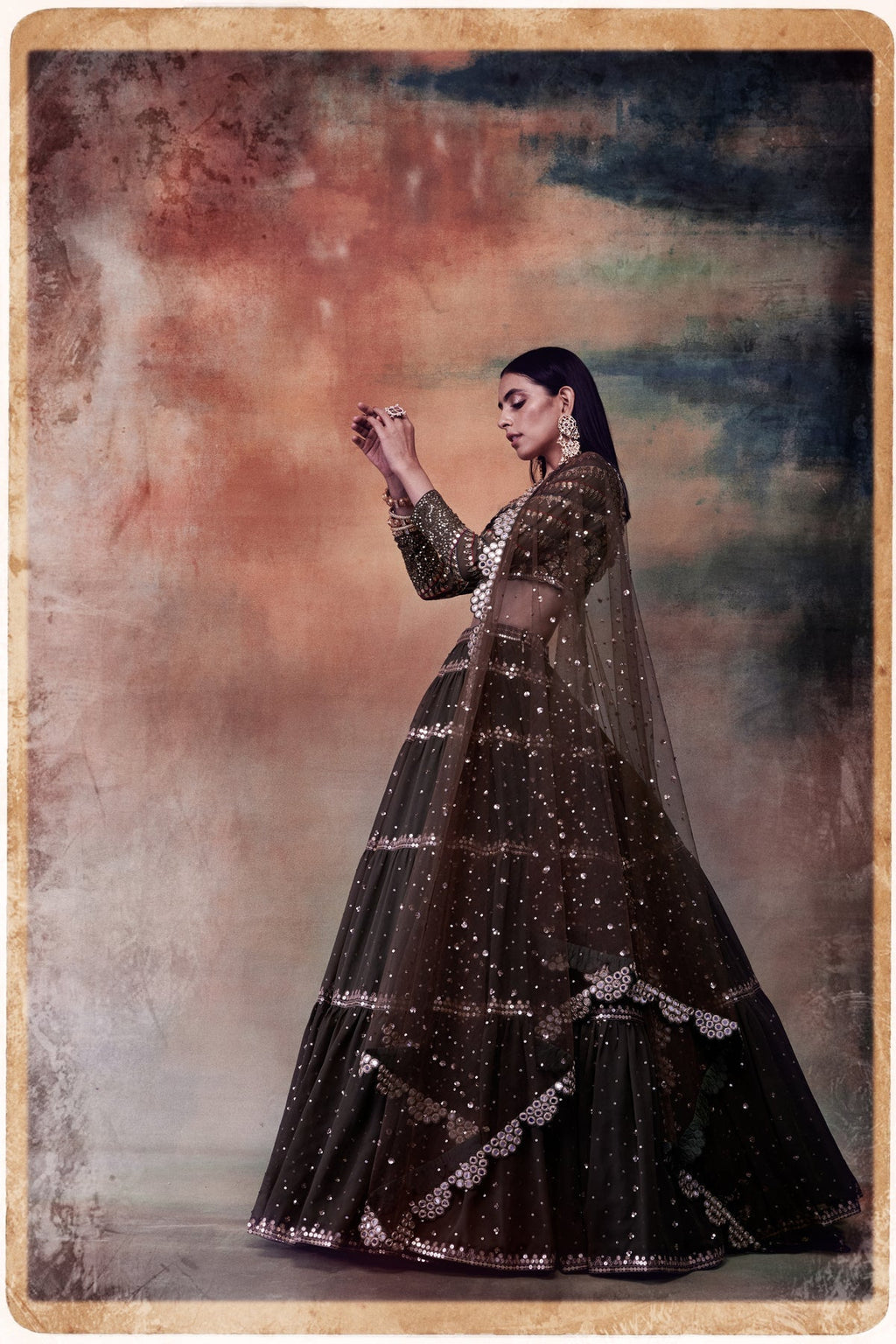Olivia Women's Lehenga Set | Hand Embroidered Mughal Design 1