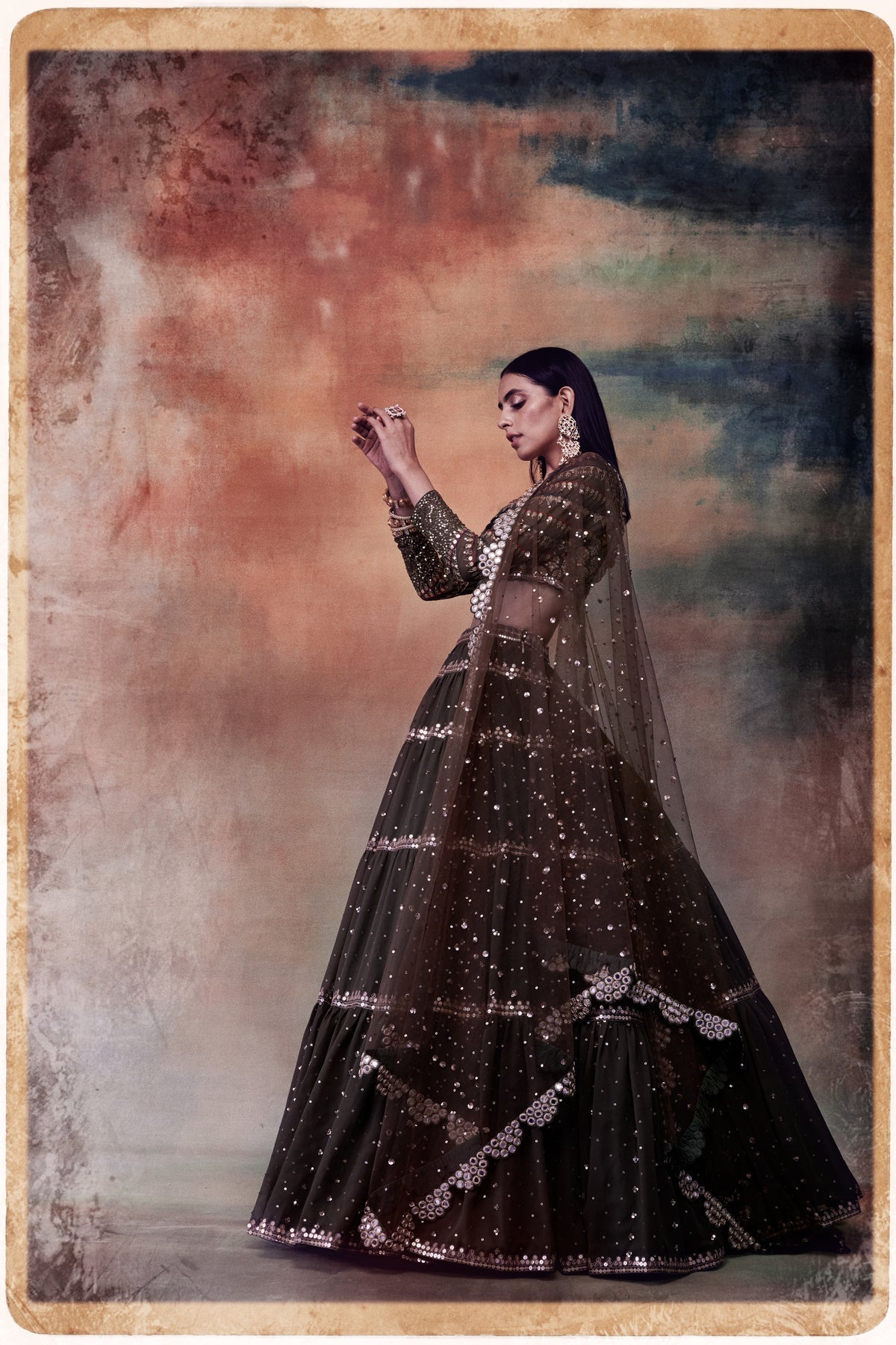 Olivia Women's Lehenga Set | Hand Embroidered Mughal Design 1