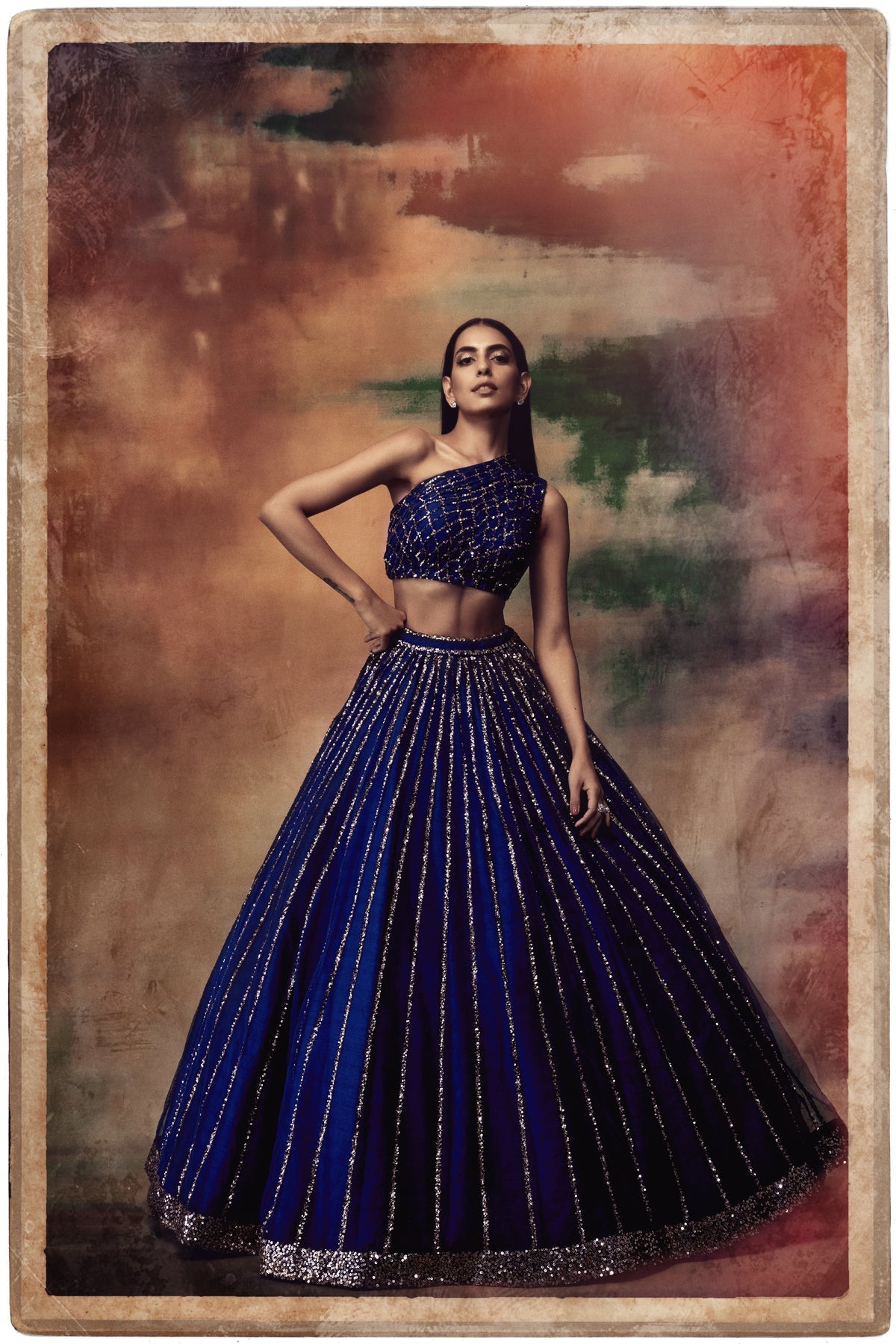 Oriana Women's Lehenga Set | Sequin Detail, One Shoulder 0