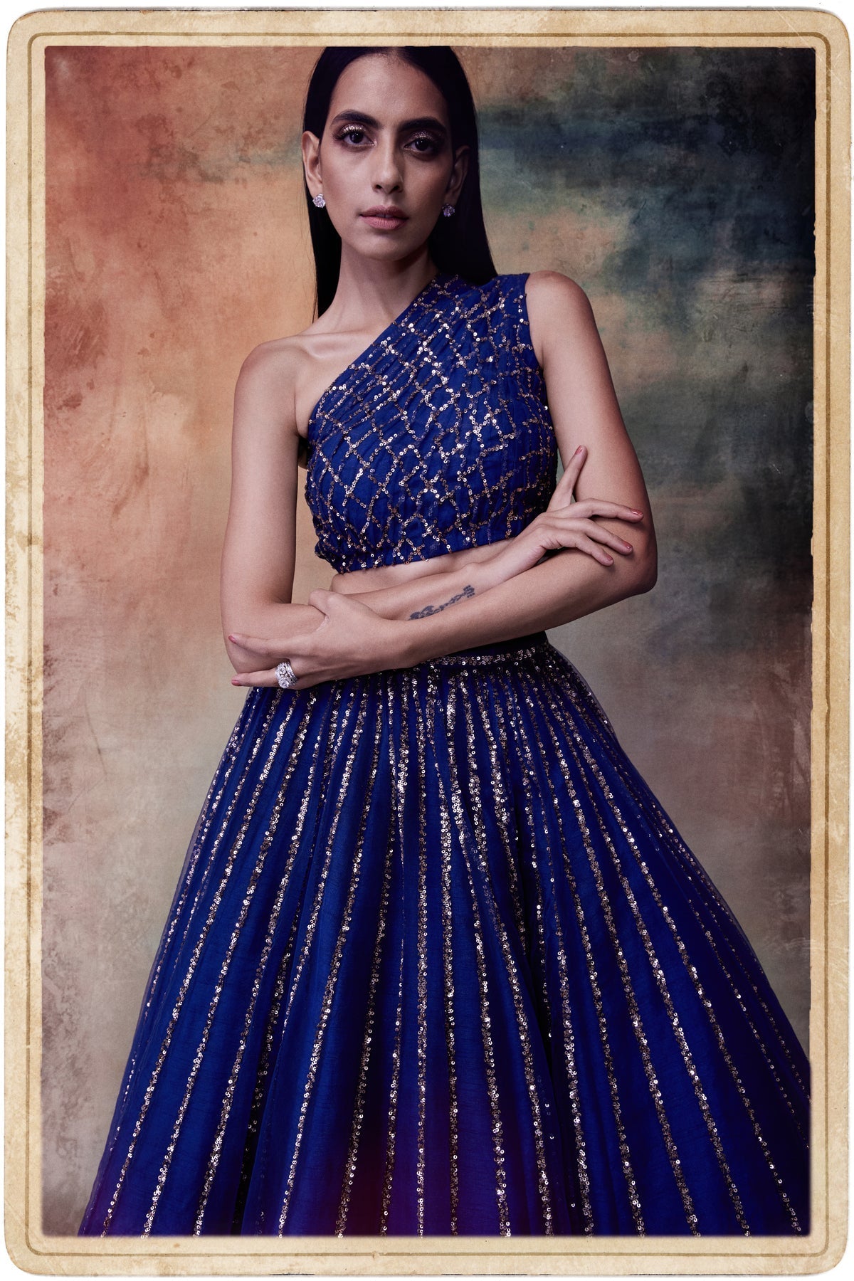 Oriana Women's Lehenga Set | Sequin Detail, One Shoulder 1