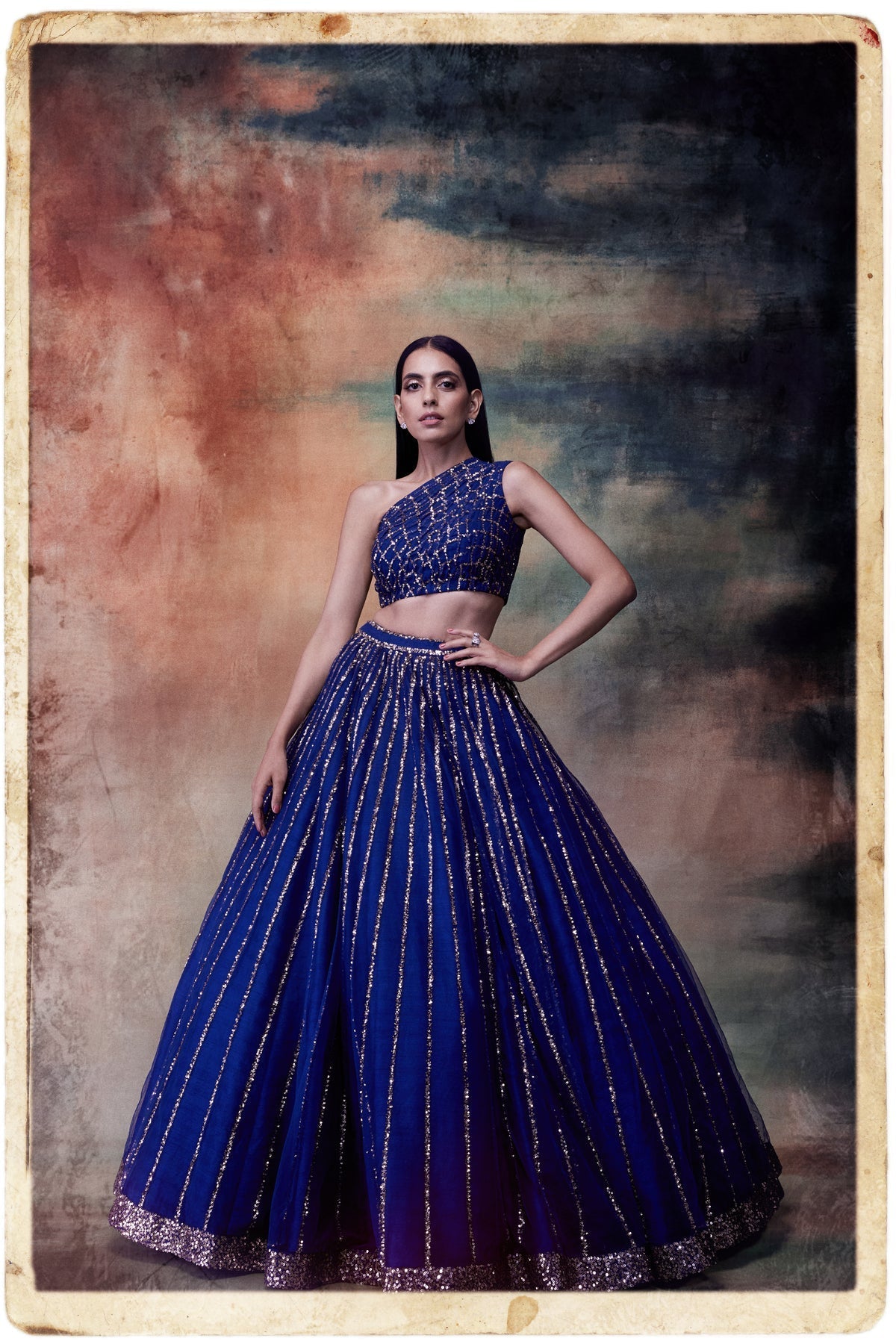 Oriana Women's Lehenga Set | Sequin Detail, One Shoulder 3