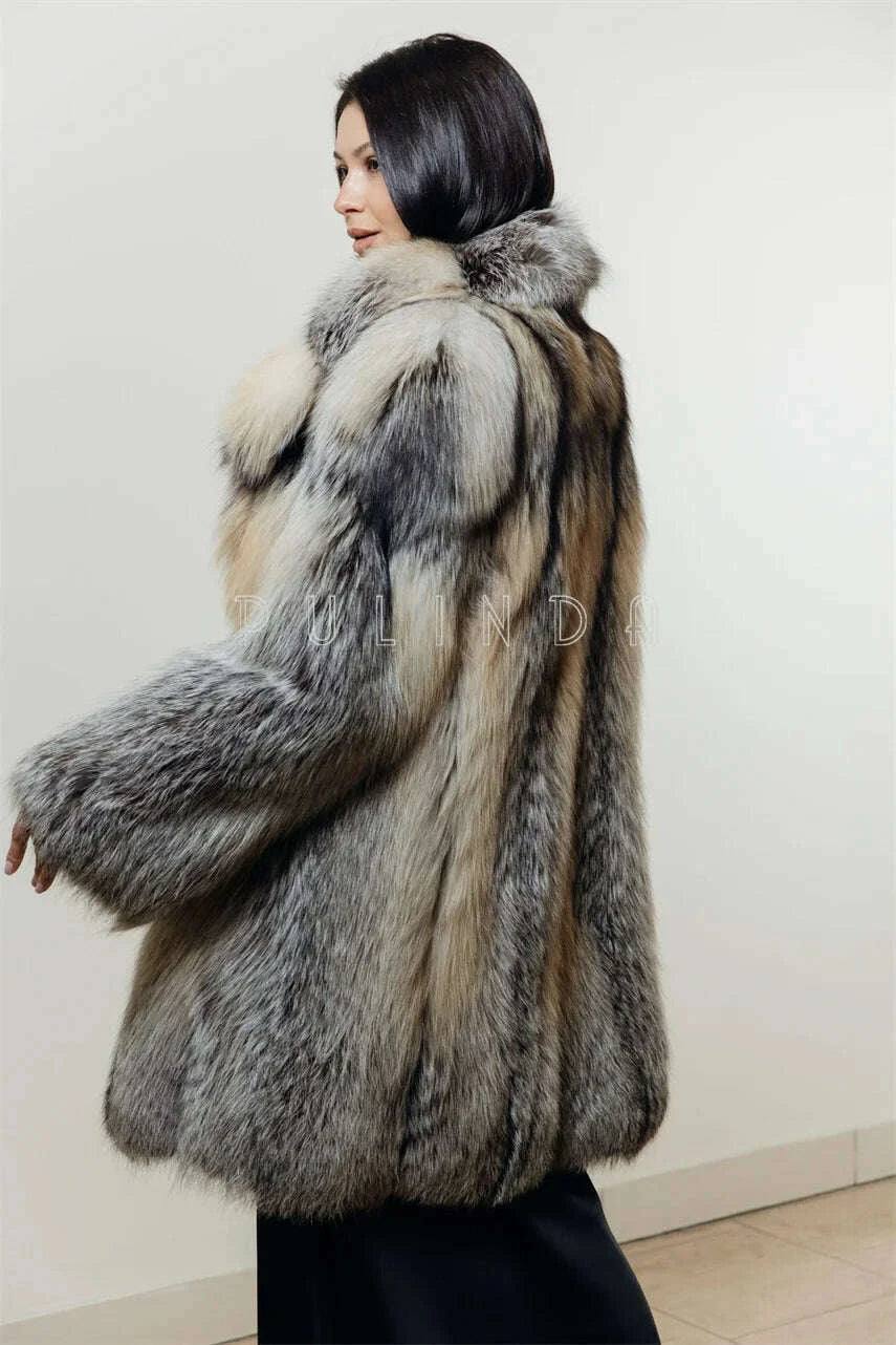 Penny Women's Winter Coat | Thick Faux Fur with English Collar 2