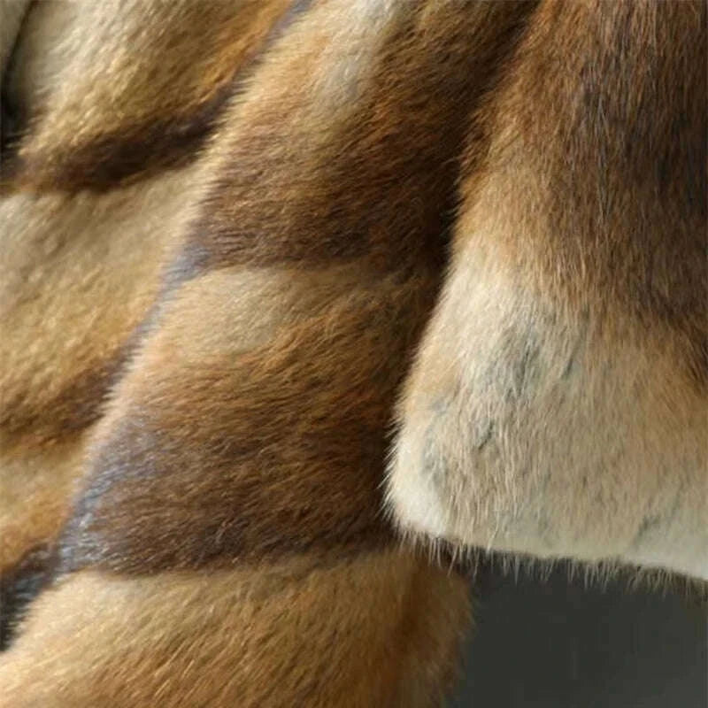 Pina Women's Coat | Woven Mink with Square Collar 4