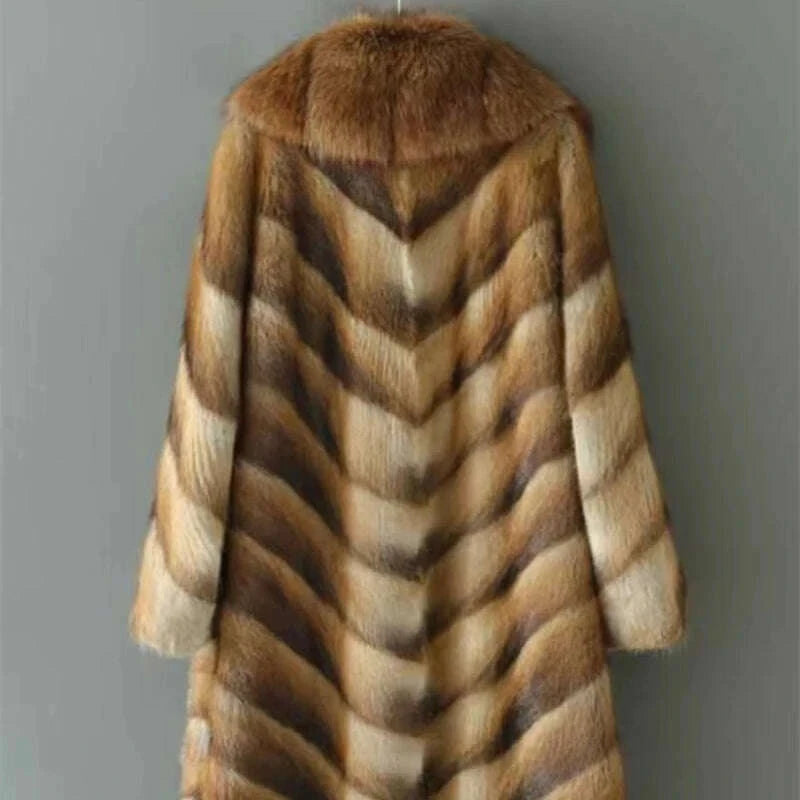 Pina Women's Coat | Woven Mink with Square Collar 6