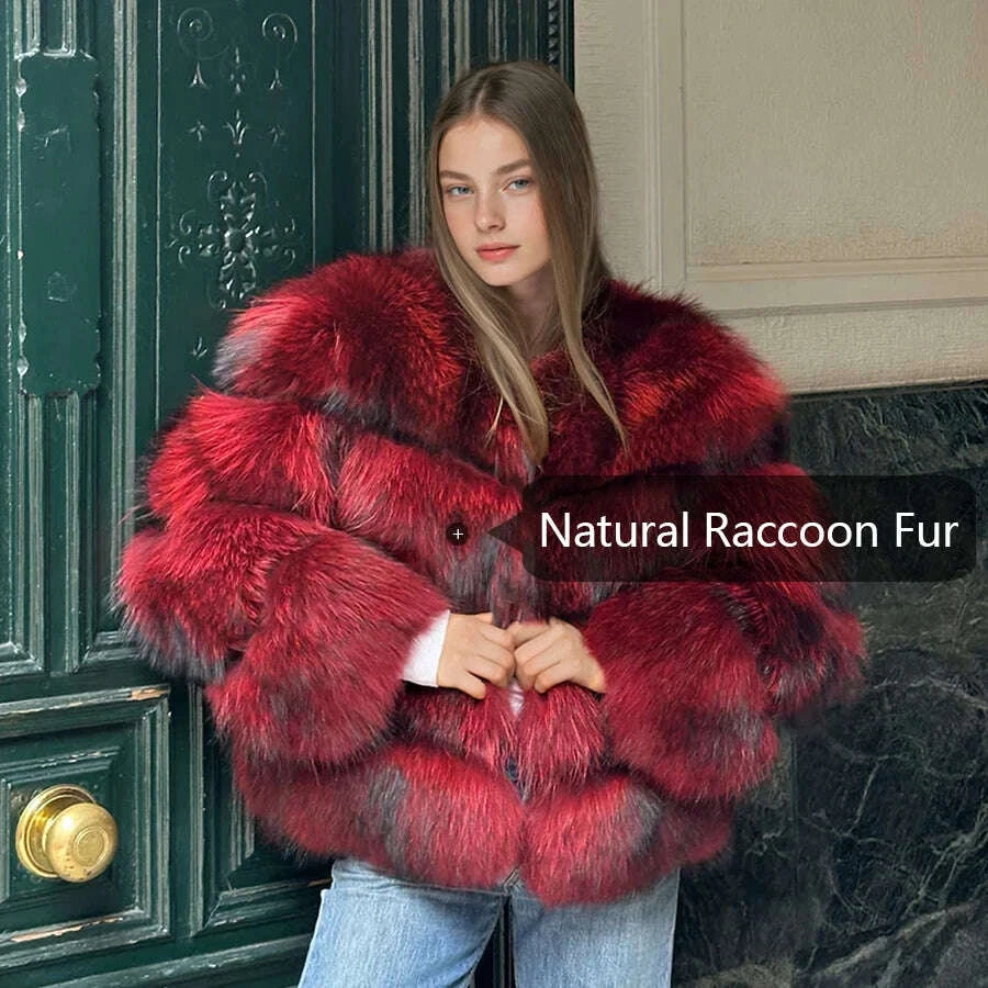 Racoon Women's Cropped Fur Coat | Genuine Raccoon Fur 4