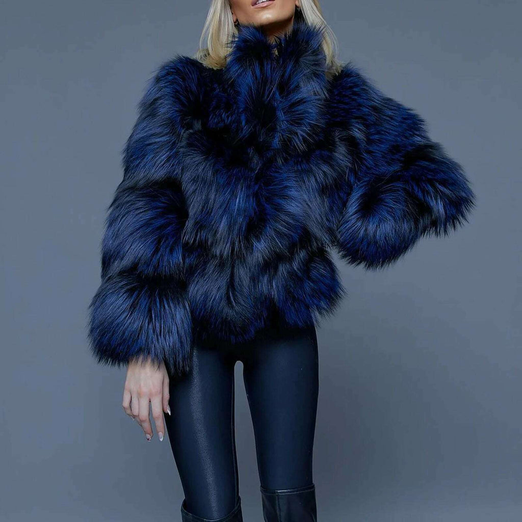Rani Women's Fur Jacket | Genuine Raccoon Dog, Royal Blue 0