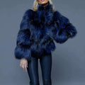 Rani Women's Fur Jacket | Genuine Raccoon Dog, Royal Blue 0