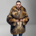 Raven Men's Raccoon Fur Coat | Genuine Full Skin, Turndown Collar 0