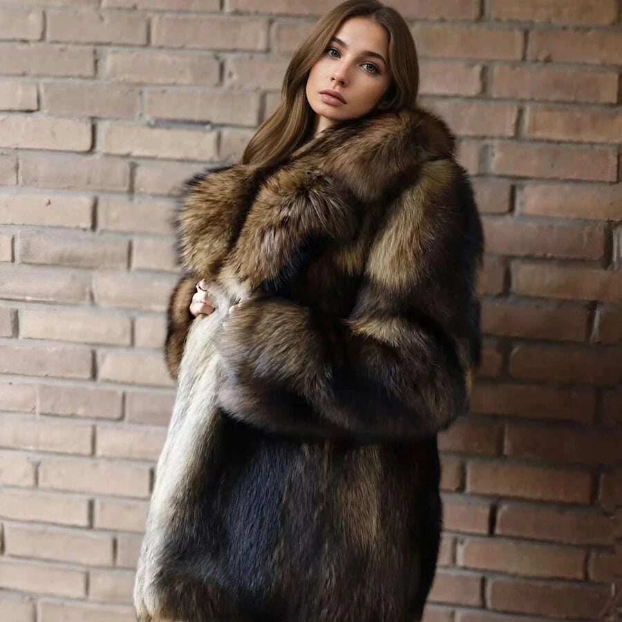 Raven Women's Winter Jacket | Genuine Raccoon Fur, Elegant Outerwear 7