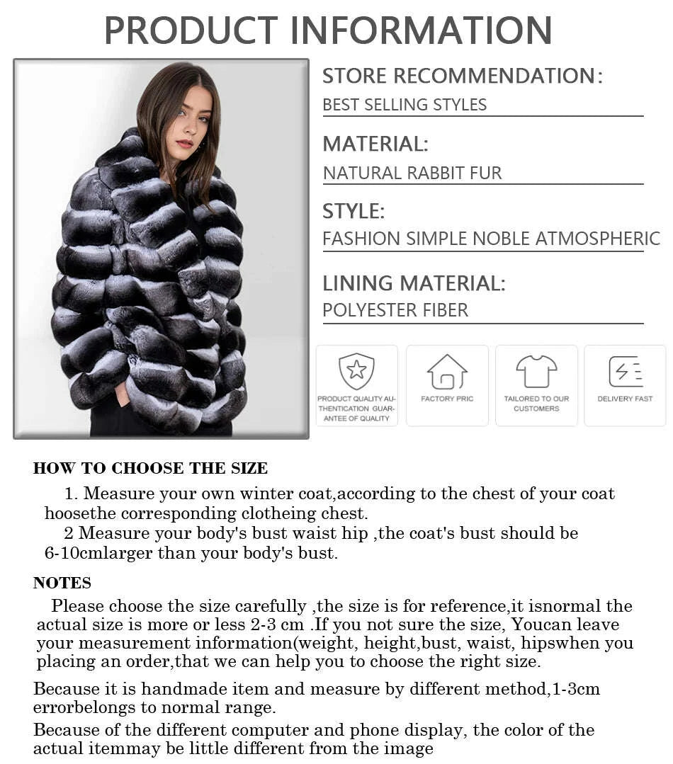 Rex Women's Winter Jacket | Genuine Leather, Chinchilla Color 5