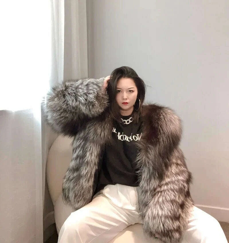 Rhea Women's Faux Fur Coat | Genuine Fox Fur, Winter Luxury 7