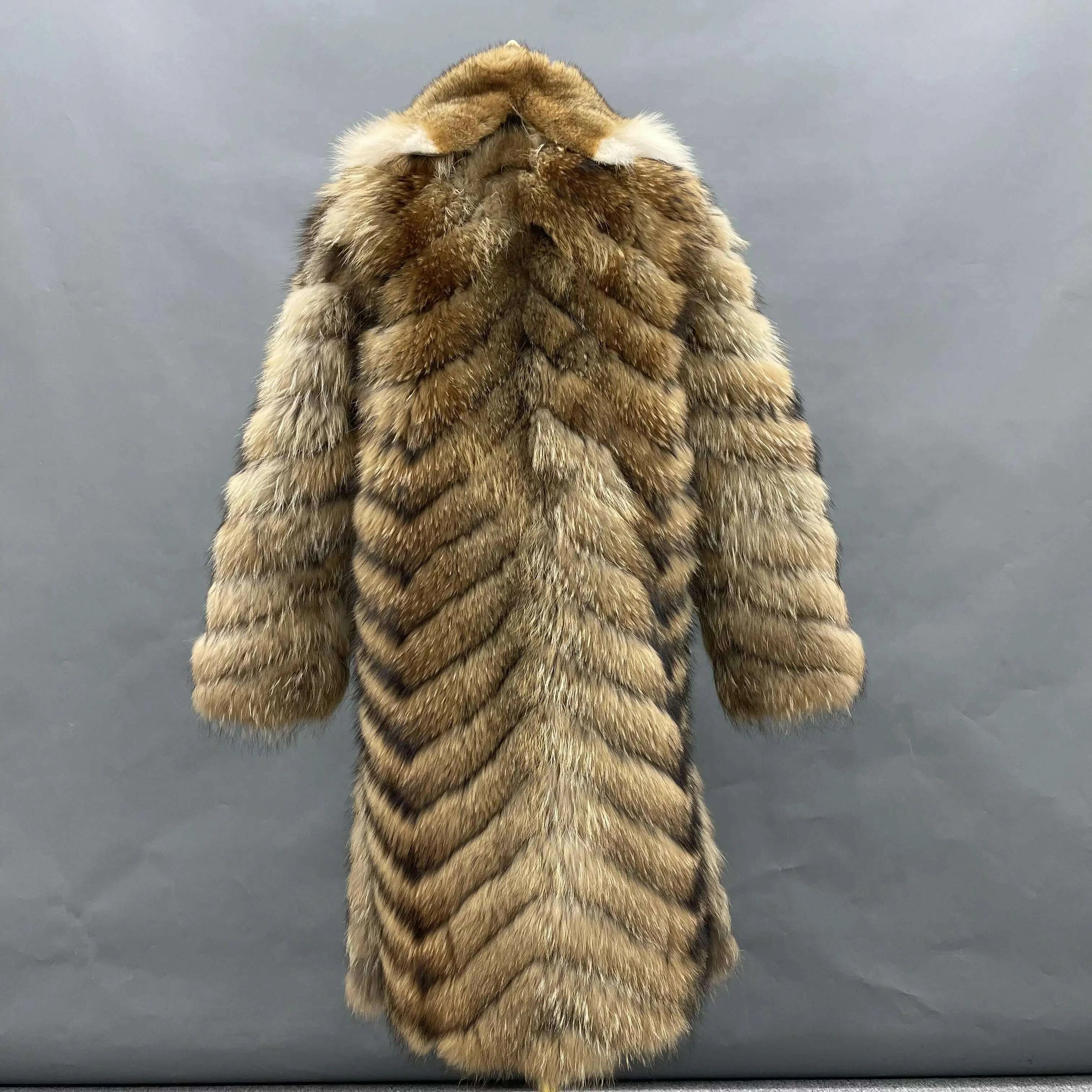 Rina Women's Long Fur Coat | Genuine Raccoon, Customizable Colors 2