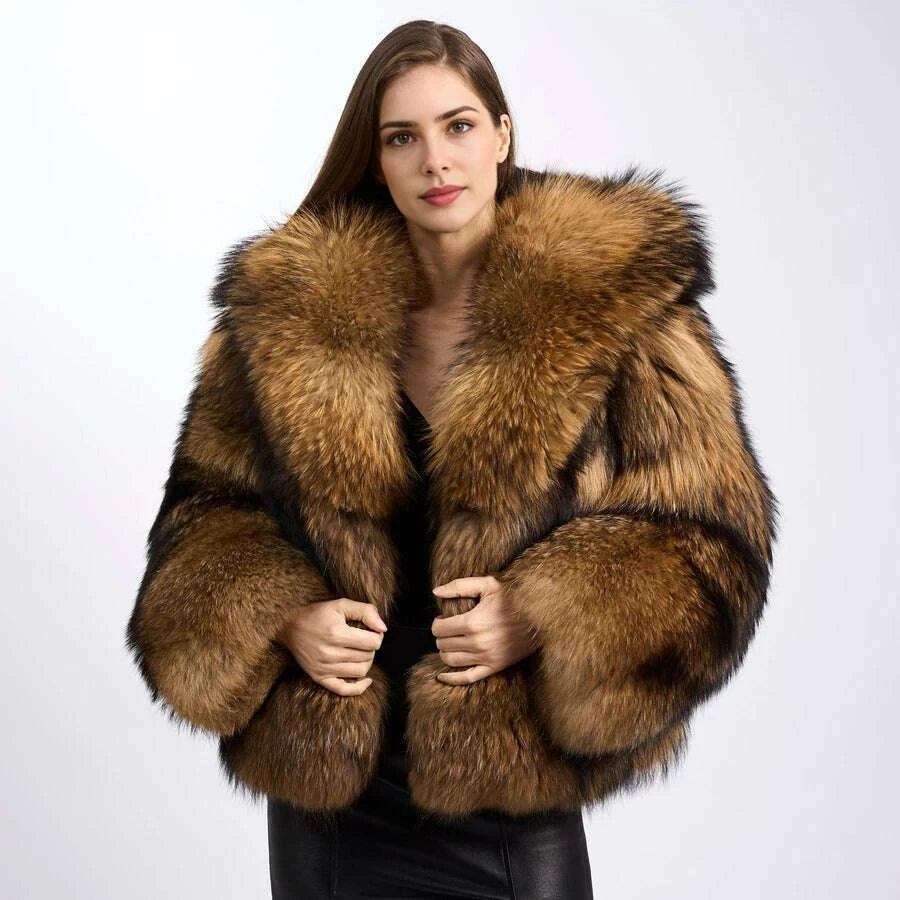 Rina Women's Winter Jacket | Genuine Raccoon Fur, Hooded 1