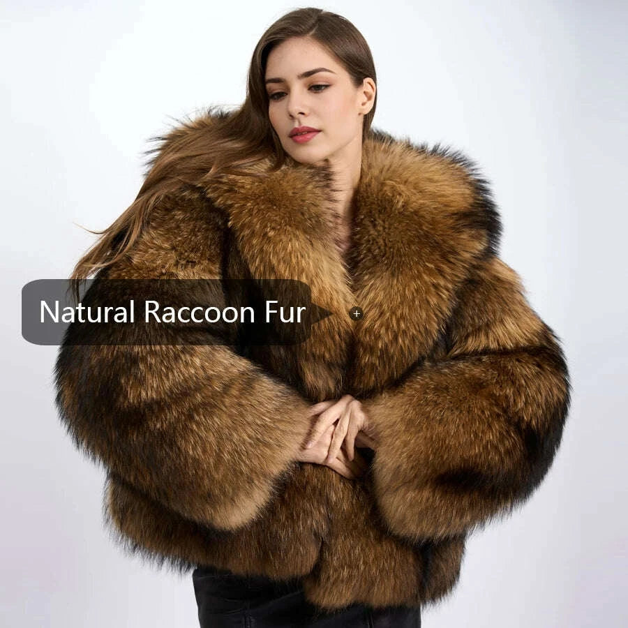 Rina Women's Winter Jacket | Genuine Raccoon Fur, Hooded 4