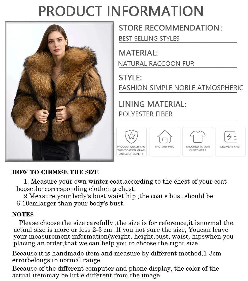 Rina Women's Winter Jacket | Genuine Raccoon Fur, Hooded 6