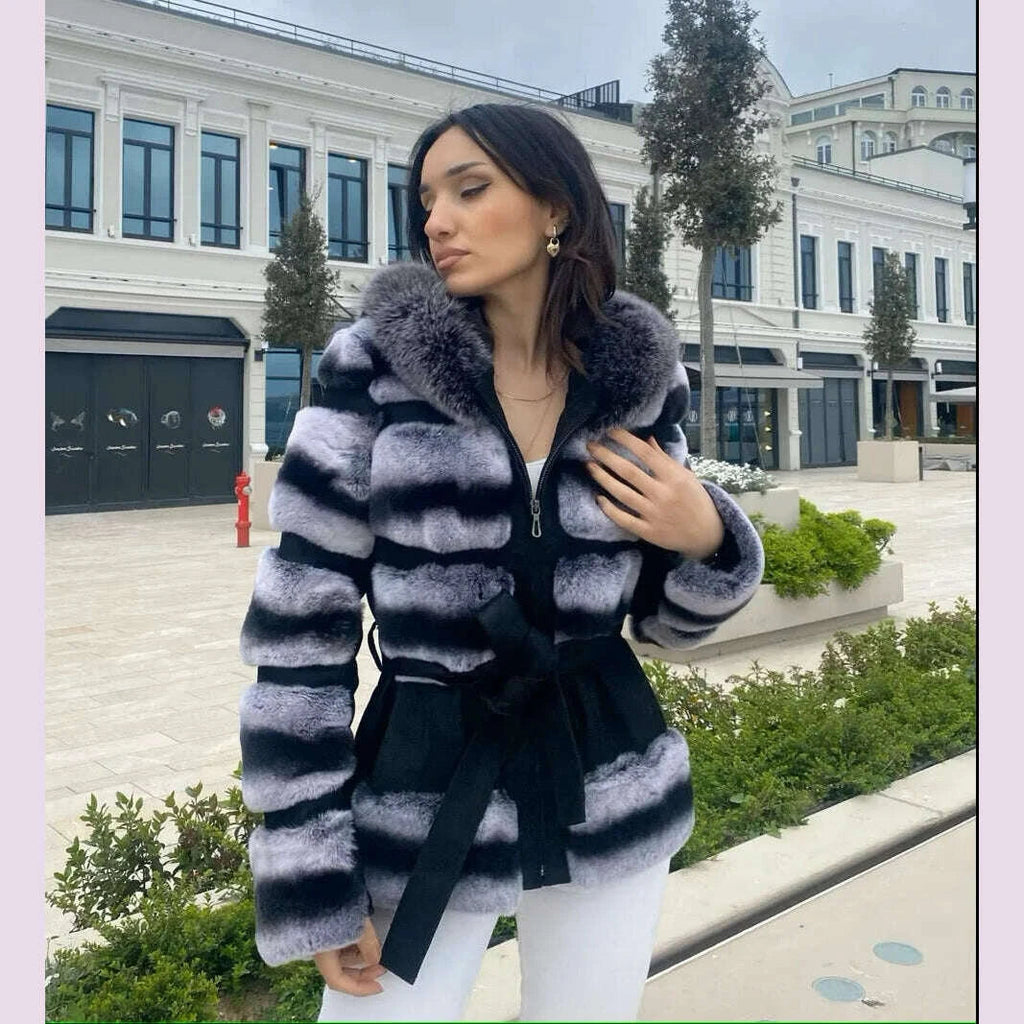 Rita Women's Coat | 100% Rabbit Fur, Thickened Winter Design 1