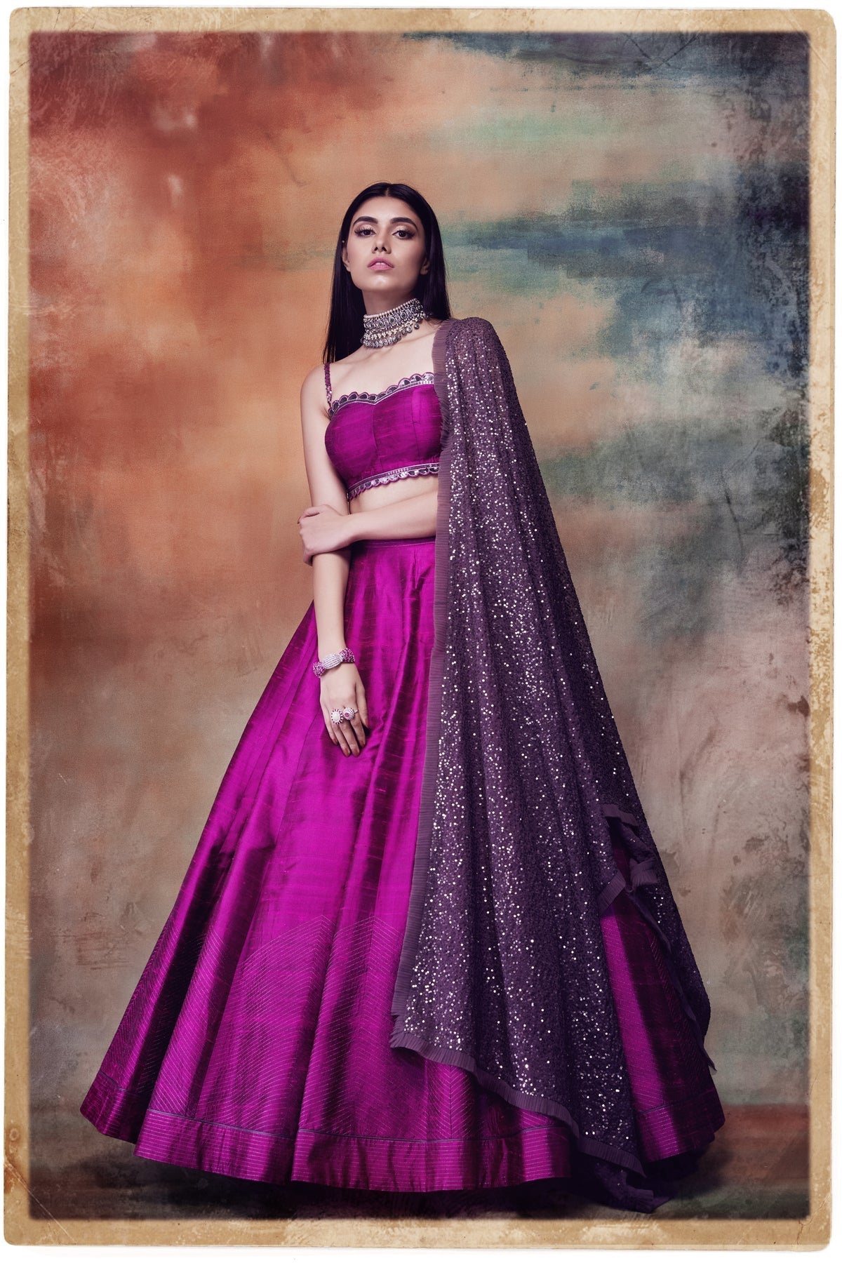 Sapphire Women's Lehenga Set | Embellished Sequin Dupatta 1