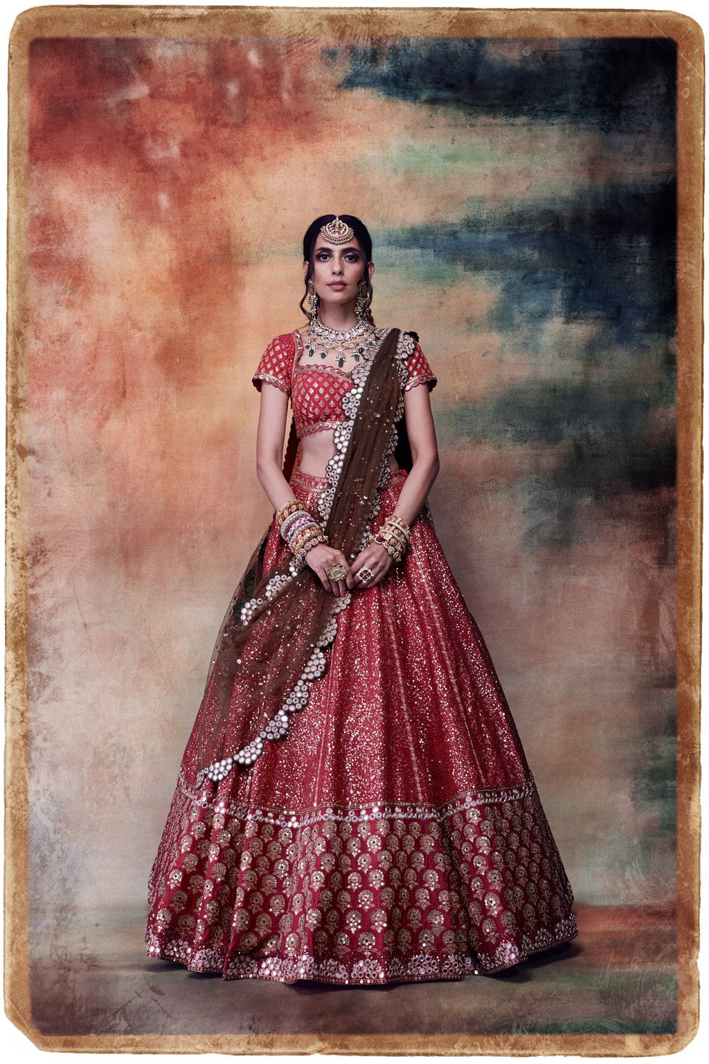 Sari Women’s Lehenga Set | Sequin Embellished, Mughal Design 0