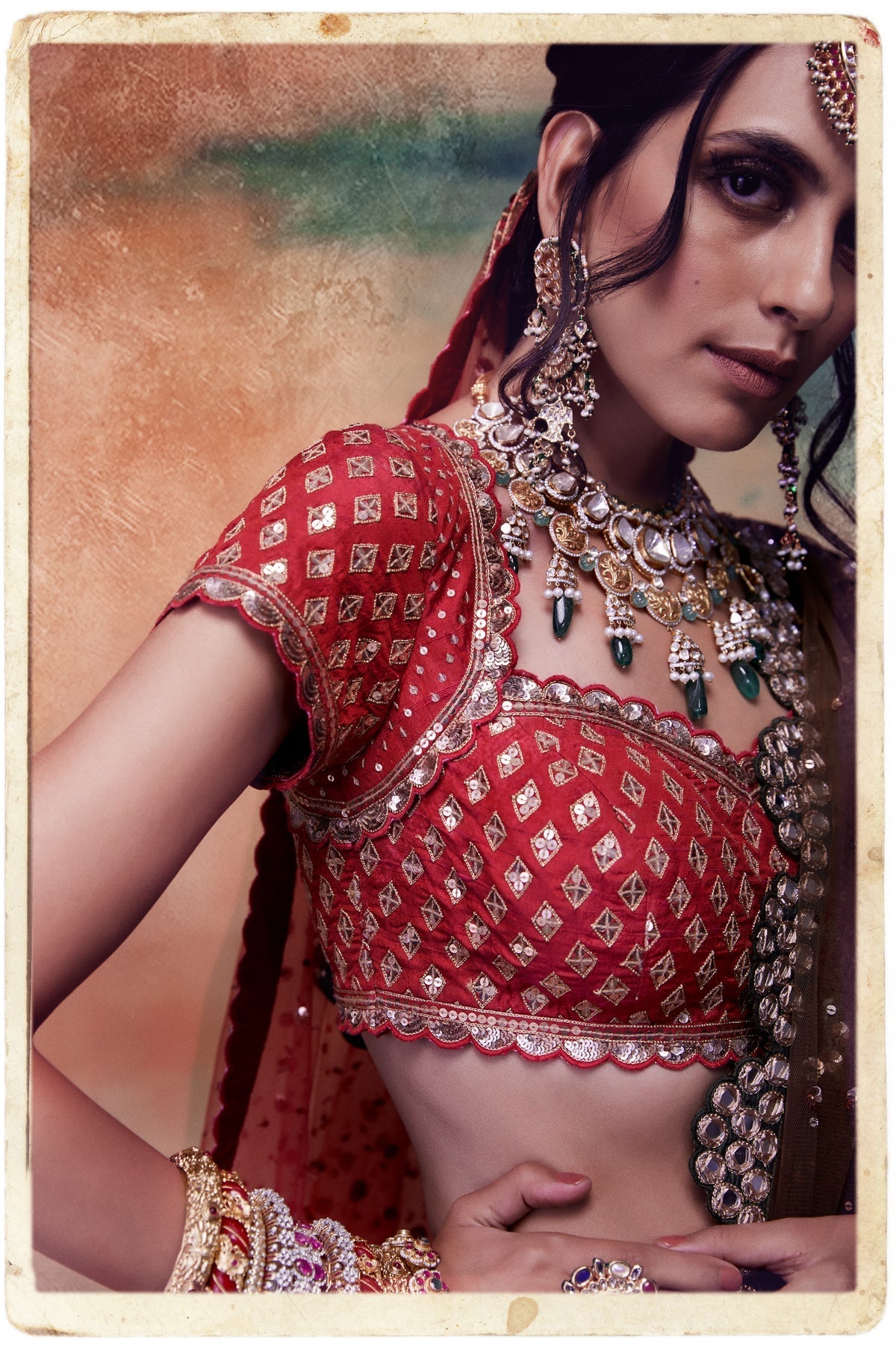 Sari Women’s Lehenga Set | Sequin Embellished, Mughal Design 1
